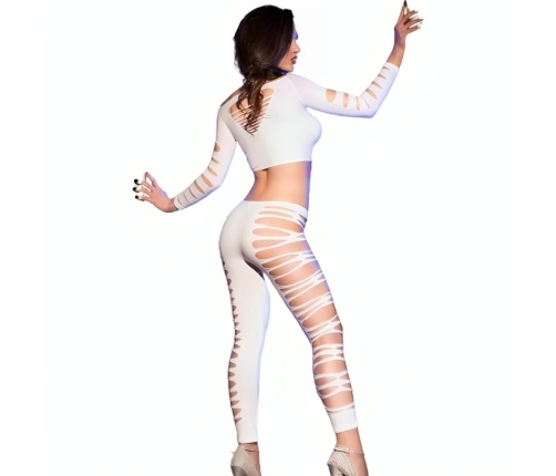 Chilirose CR 3654 Two-Piece Set Top & Leggings White S/M Soft Stretch
