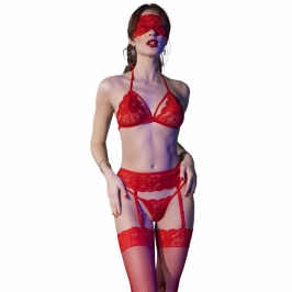 Chilirose CR 4467 Four-Piece Lingerie Set Red L/XL - Elegant Design