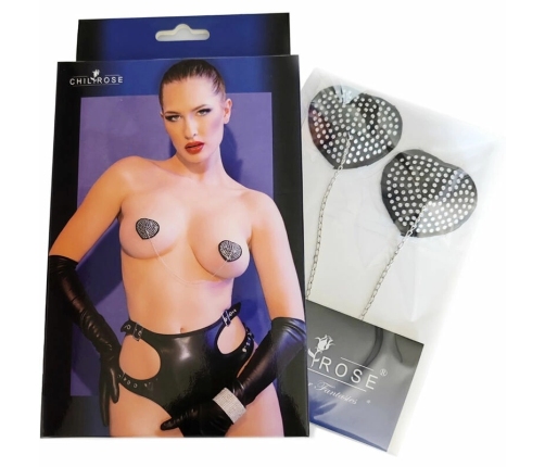 Chilirose CR 4662 Decorative Nipple Pads Silver & Black Chain Design