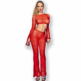 Chilirose CR 4648 Seamless Top & Pant Set Red S/L - Comfort Fit Chilirose CR 4648 Seamless Top & Pant Set Red S/L - Comfort Fit