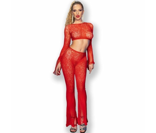 Chilirose CR 4648 Seamless Top & Pant Set Red S/L - Comfort Fit