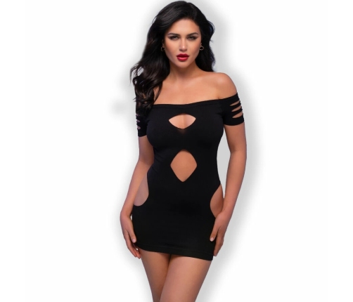 Chilirose CR 4671 Seamless Mini Dress Black S/M - Sleek Modern Design
