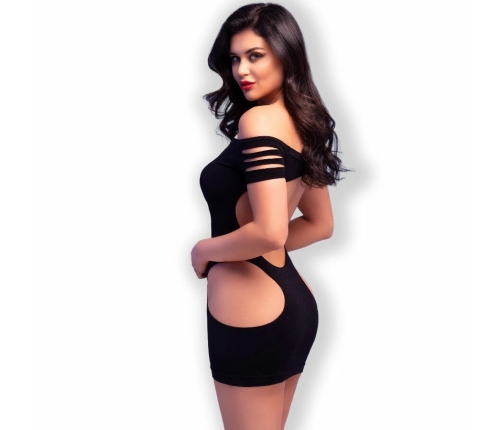 Chilirose CR 4671 Seamless Mini Dress Black S/M - Sleek Modern Design