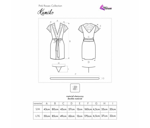 LivCo Corsetti Kumiko LC 90428 Elegant Lace Robe & Panty Set Black L/XL