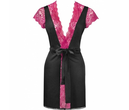 LivCo Corsetti Kumiko LC 90428 Elegant Lace Robe & Panty Set Black L/XL