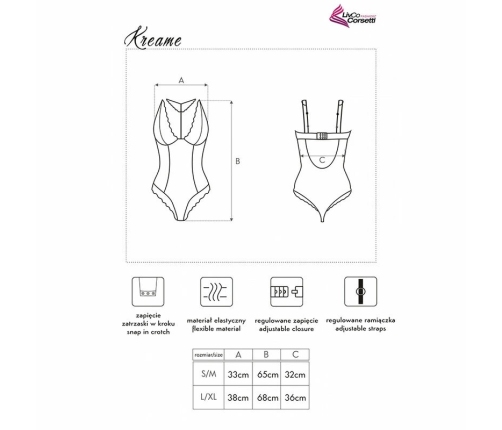 Livco Corsetti Fashion Kreame LC 90546 Elegant Bodysuit Black L/XL