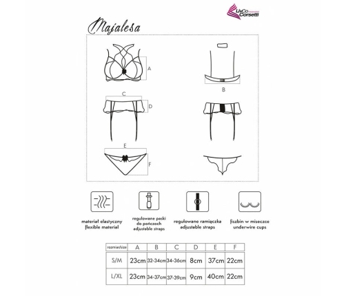 Livco Corsetti Majalesa LC 90526 Black Lace Bra, Garter Belt & Panty Set