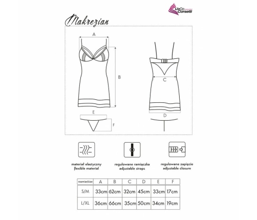 Livco Corsetti Fashion Makrezian LC90545 Lace & Mesh Shirt + Panty Black L/XL