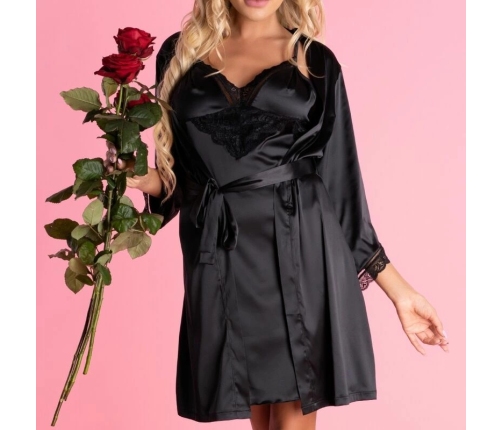 Livco Corsetti Ariladyen Black Dressing Gown & Panty Set L/XL