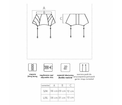 Livco Corsetti Fashion Sevem LC 90277-1 Elegant Black Lace Garter Belt