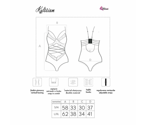 Livco Corsetti Fashion Kylssiam LC 90613 Bodysuit Black L/XL Elegant Mesh