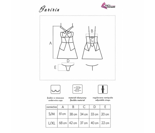 LivCo Corsetti Baririn LC 90633 Black Lace Shirt & Panty Set, Elegant Mesh