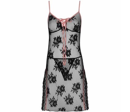 Livco Corsetti Karonin L/XL Black Lace Nightgown & Panty Set