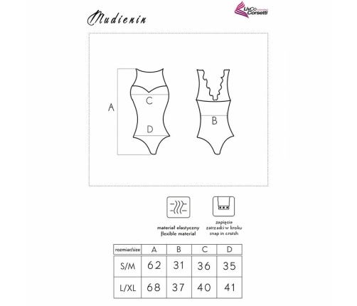 Livco Corsetti Mudienin LC 90654 Elegant Black Lace Bodysuit L/XL