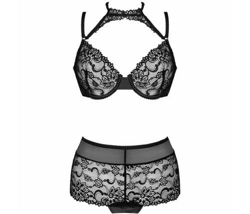 Livco Corsetti Linera Lace Bra & Panty Set Black - Elegant Floral Design