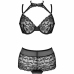 Livco Corsetti Linera Lace Bra & Panty Set Black - Elegant Floral Design