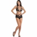 Livco Corsetti Drezna LC 90733 Black Lace Set with Gold Accents L/XL