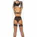 Livco Corsetti Fashion Pojzon Lingerie Set Black L/XL - Bra, Garter, Stockings, Panty