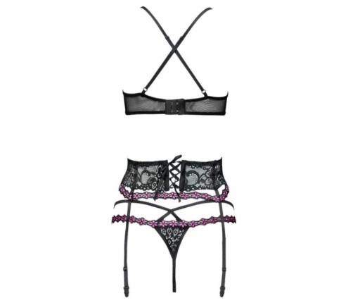 Livco Corsetti Snehana LC 90443 Lingerie Set Black - Bra, Garter Belt & Panty