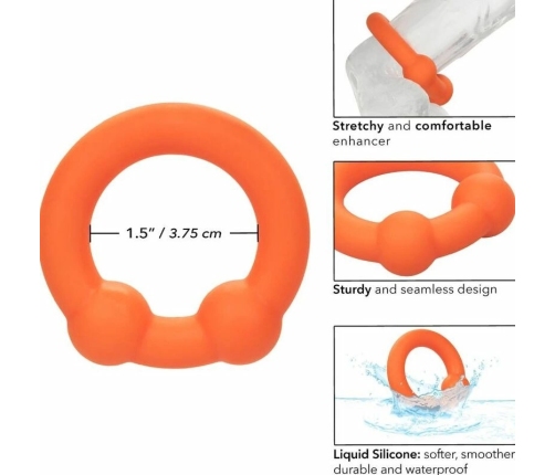 CalExotics Alpha Dual Support Ring Orange - Flexible Liquid Silicone, 3.75 cm