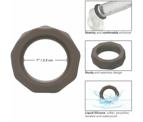 CalExotics Alpha Prolong Silicone Ring Grey - Seamless Comfort Enhancer 2.5 cm