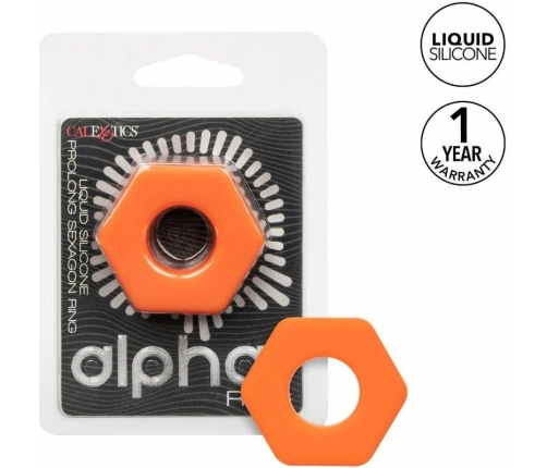 CalExotics Alpha Prolong Liquid Silicone Hexagonal Ring Orange 2 cm