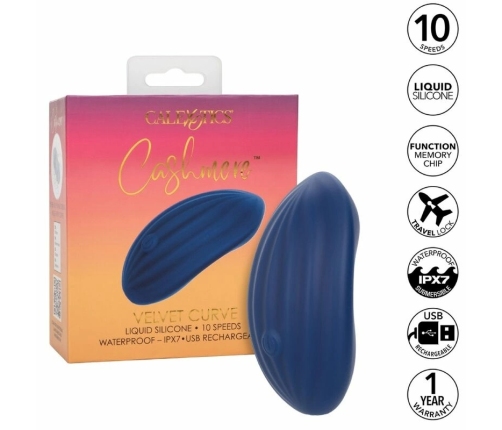 CalExotics Cashmere Velvet Curve Blue - Compact Silicone Massager, 10 Modes