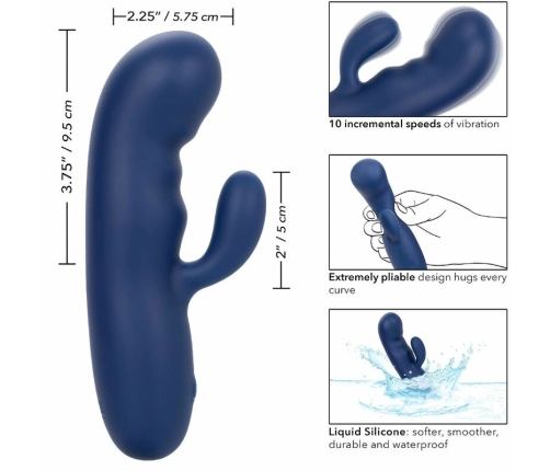 CalExotics Cashmere Silk Duo Blue - Dual-Motor Flexible Massager, Waterproof