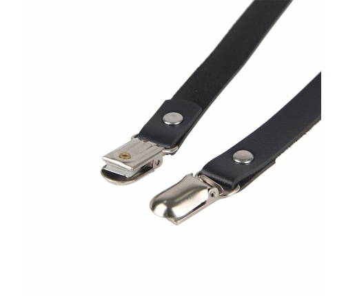 Subblime Leather Leg Harness Black - Adjustable Chain Detail, One Size