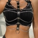 Subblime Leather Chest Harness with Chain Accents Black One Size