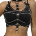 Subblime Leather Chest Harness with Chain Accents Black One Size