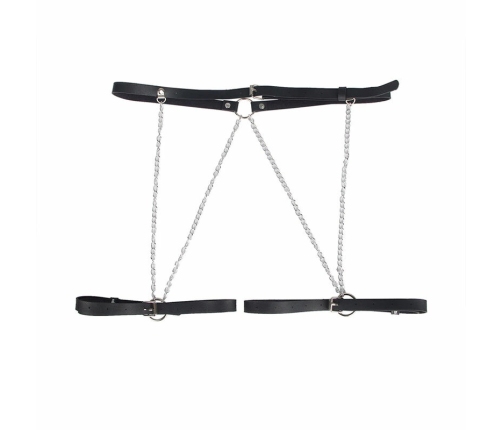 Subblime Leather Belt Harness Black - Adjustable Chain Detail, One Size