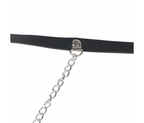 Subblime Leather Belt Harness Black - Adjustable Chain Detail, One Size