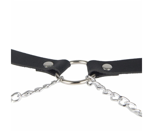 Subblime Leather Belt Harness Black - Adjustable Chain Detail, One Size