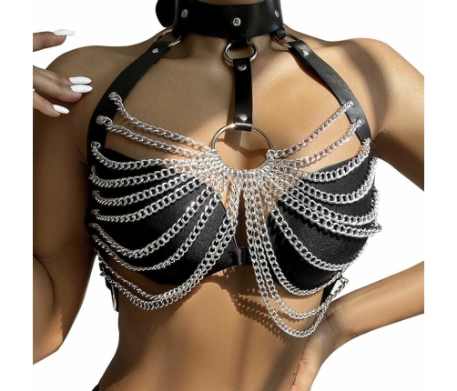 Subblime Chest Harness Black with Decorative Chain Details One Size
