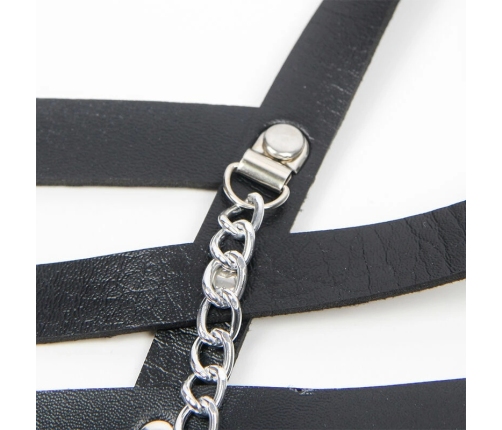 Subblime Corset Harness with Decorative Chains, Adjustable, Black, One Size