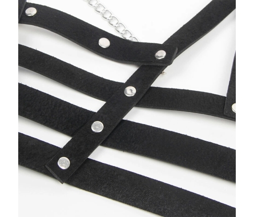 Subblime Corset Harness with Decorative Chains, Adjustable, Black, One Size