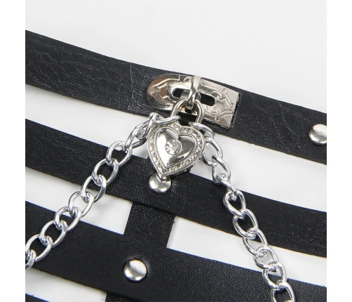 Subblime Corset Harness with Decorative Chains, Adjustable, Black, One Size