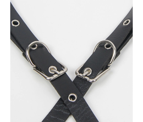 Subblime Harness Model 5944889 - Black Leather with Chain Accents, One Size