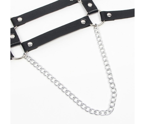 Subblime Harness Model 5944889 - Black Leather with Chain Accents, One Size