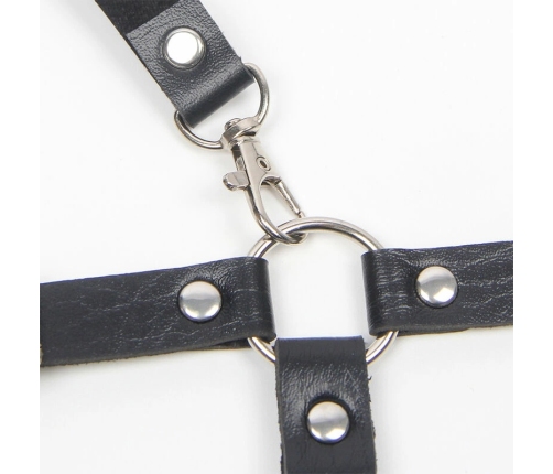 Subblime Harness Model 5944889 - Black Leather with Chain Accents, One Size