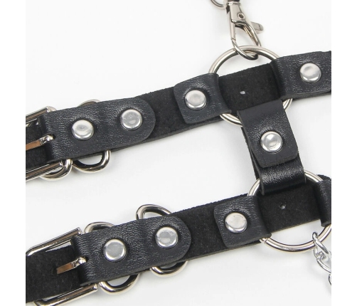 Subblime Harness Model 5944889 - Black Leather with Chain Accents, One Size