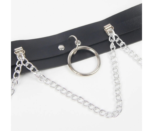 Subblime Belt & Garter Harness with Chain Accents, Black, One Size