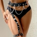 Subblime Belt & Garter Harness with Chain Accents, Black, One Size
