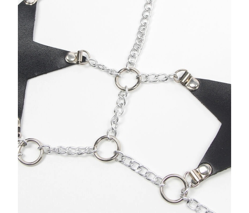 Subblime Full Body Harness Black with Decorative Star Chain, One Size