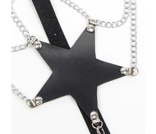 Subblime Full Body Harness Black with Decorative Star Chain, One Size