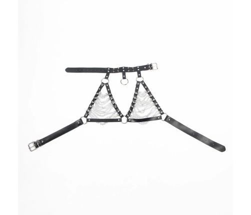 Subblime Harness Bra & Star Necklace with Chains, Black, One Size