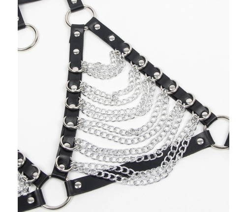 Subblime Harness Bra & Star Necklace with Chains, Black, One Size