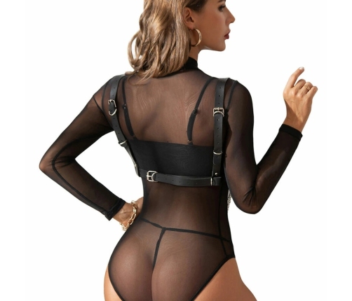 Subblime Harness Bra with Decorative Chains Black One Size