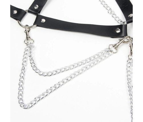 Subblime Harness Bra with Decorative Chains Black One Size